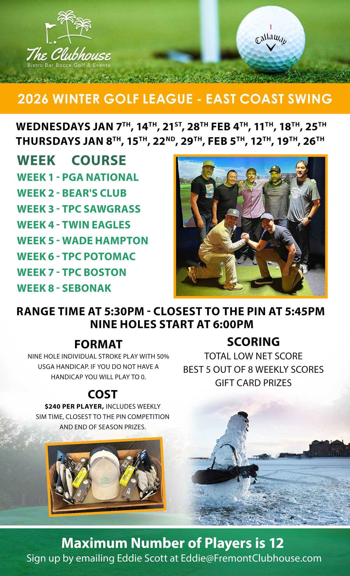 Weekly Golf Leagues - no matter the weather