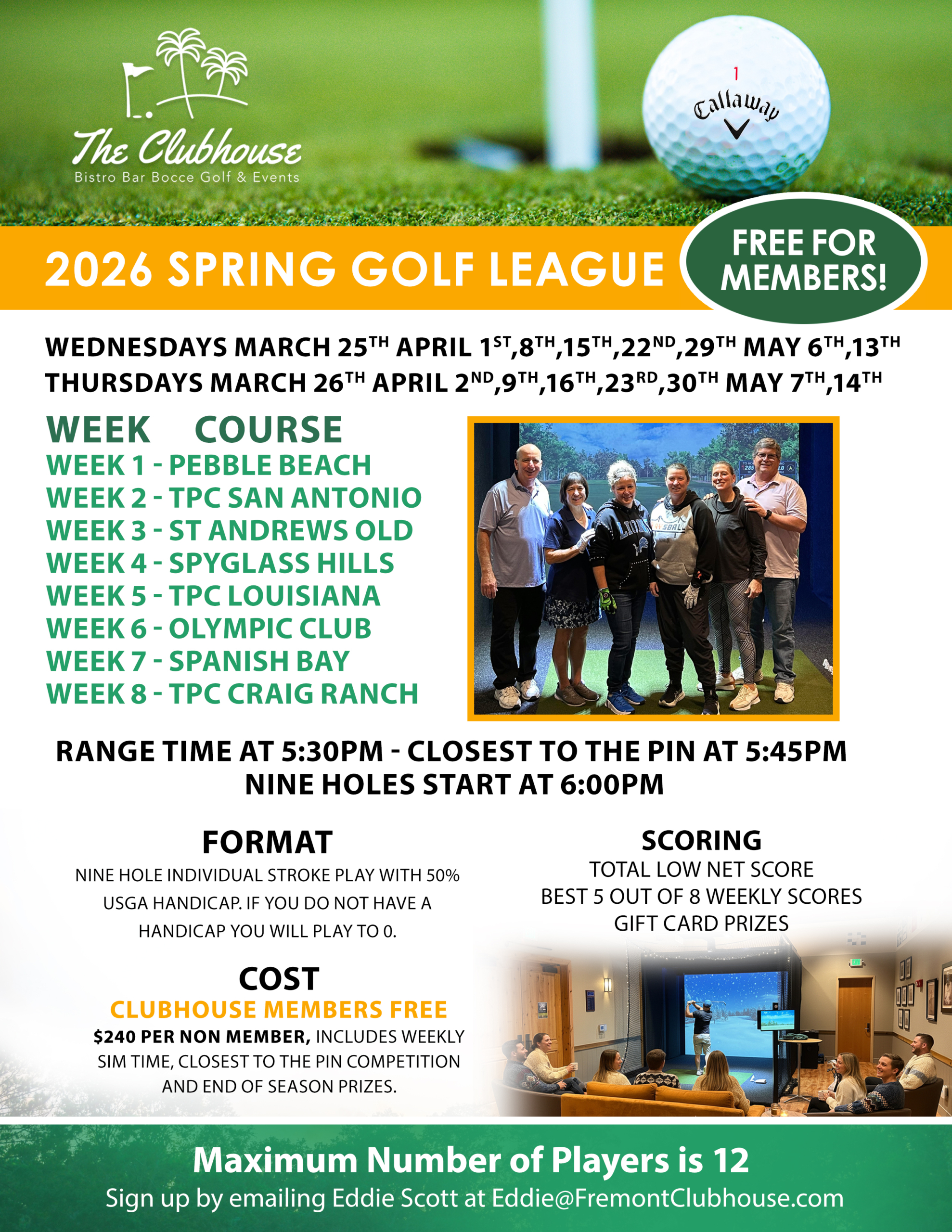 2026 Spring League - Golf Simulator League in Fremont